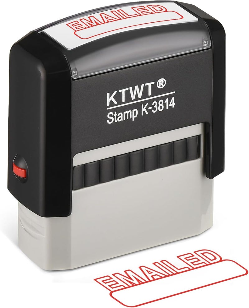 KTWT Emailed Self Inking Stamp, Refillable Stampers for Office - Business, Accounting, Bookkeeping, Coding, Legal, Notary, Work, Ordering, Inventory Stamps - Red Ink - Image 1